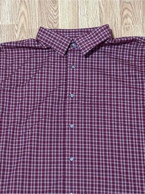 Nordstrom Red Plaid Button-Down Long Sleeve w/Round Hem -Size 18 1/2 Neck 36-37